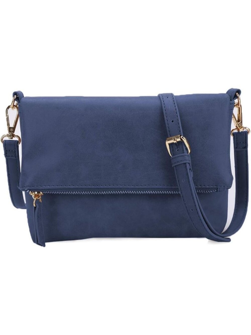 Women's Blue PU Leather Small Crossbody Bag Purse Shoulder Adjustable Strap